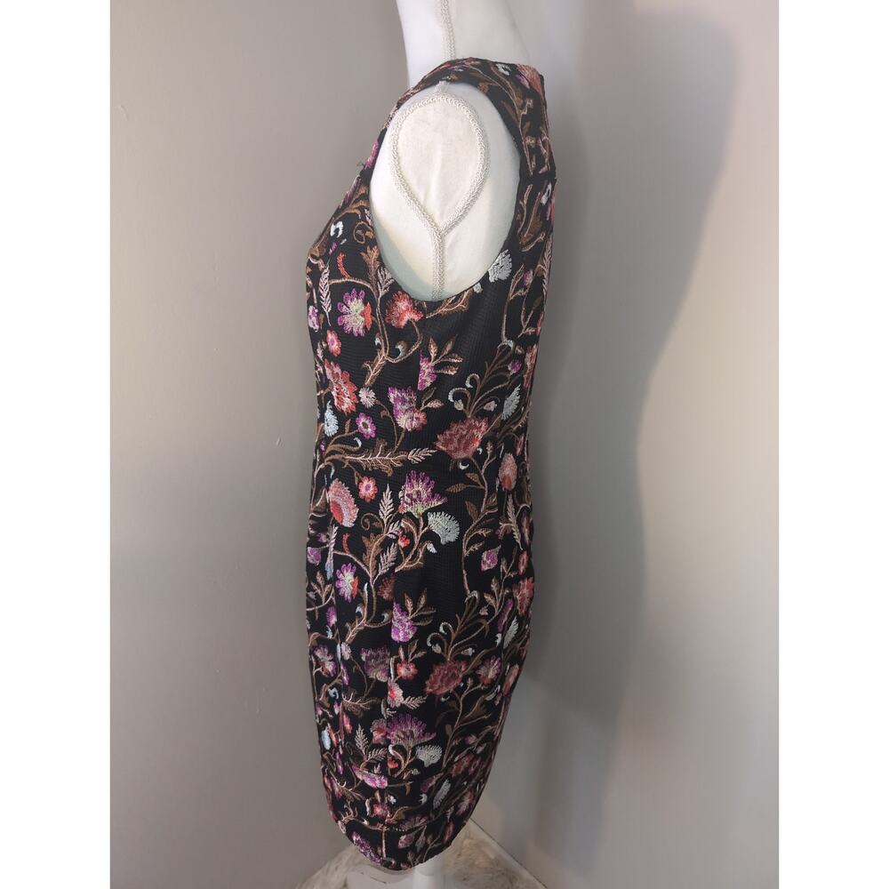 Whitehouse Black Market floral embroidery boho sleeveless black dress 8 - Picture 2 of 8